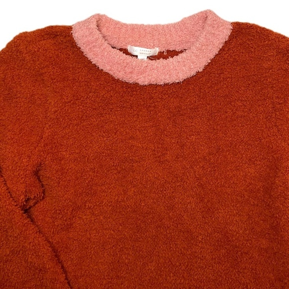 LC Lauren Conrad • Colorblock Fuzzy Sweater • Rust & Blush • Size M - Picture 7 of 12